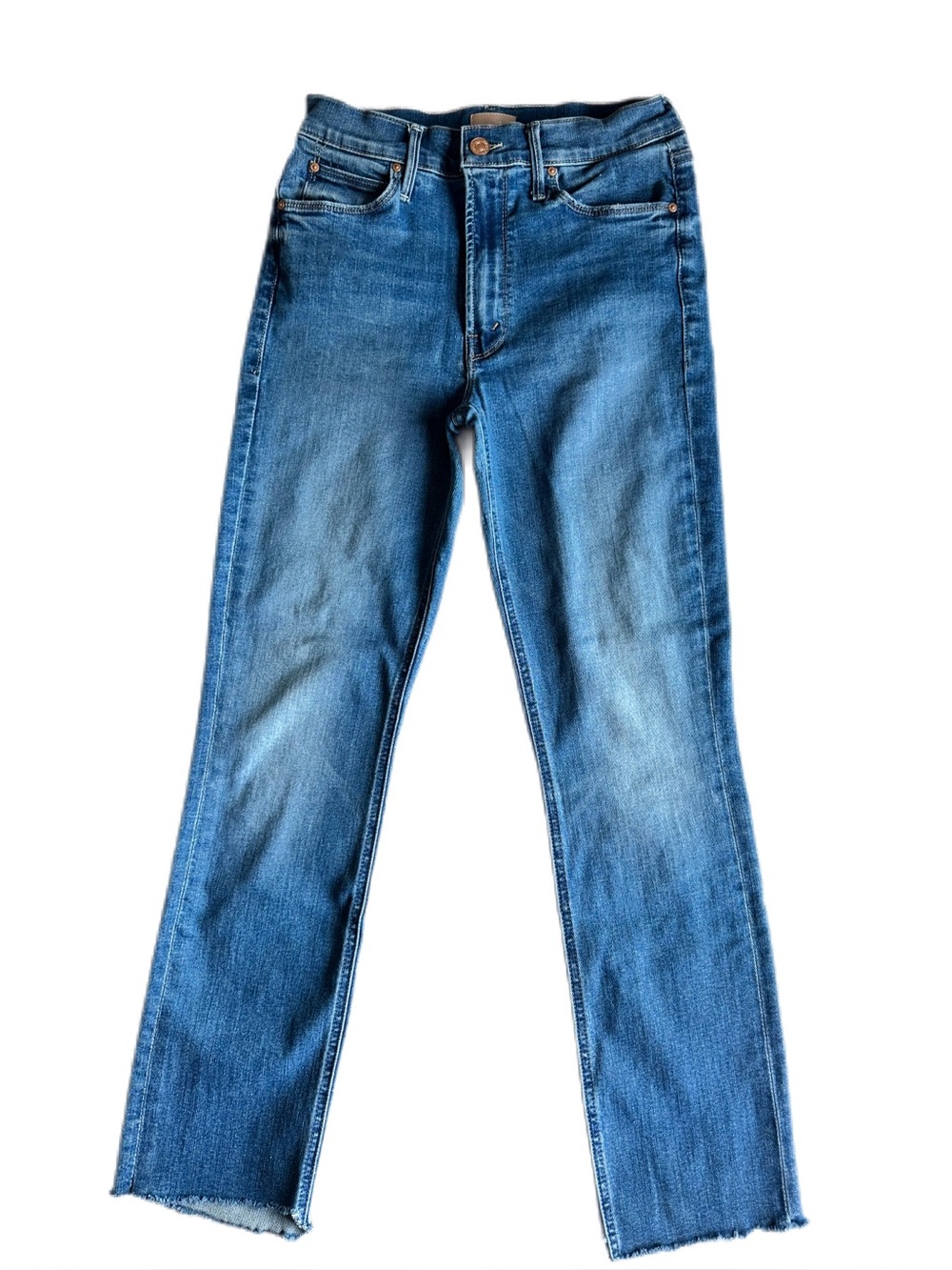 MOTHER The Mid Rise Dazzler Ankle Healing Jar Raw Hem Jeans Size 27
